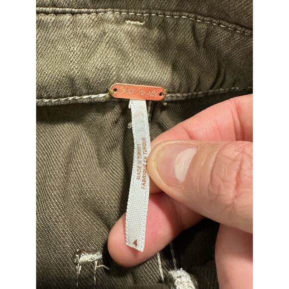 Free People Green Paperbag Cargo Mini Skirt Tie Skirt Size 4 Boho Military - Picture 3 of 10